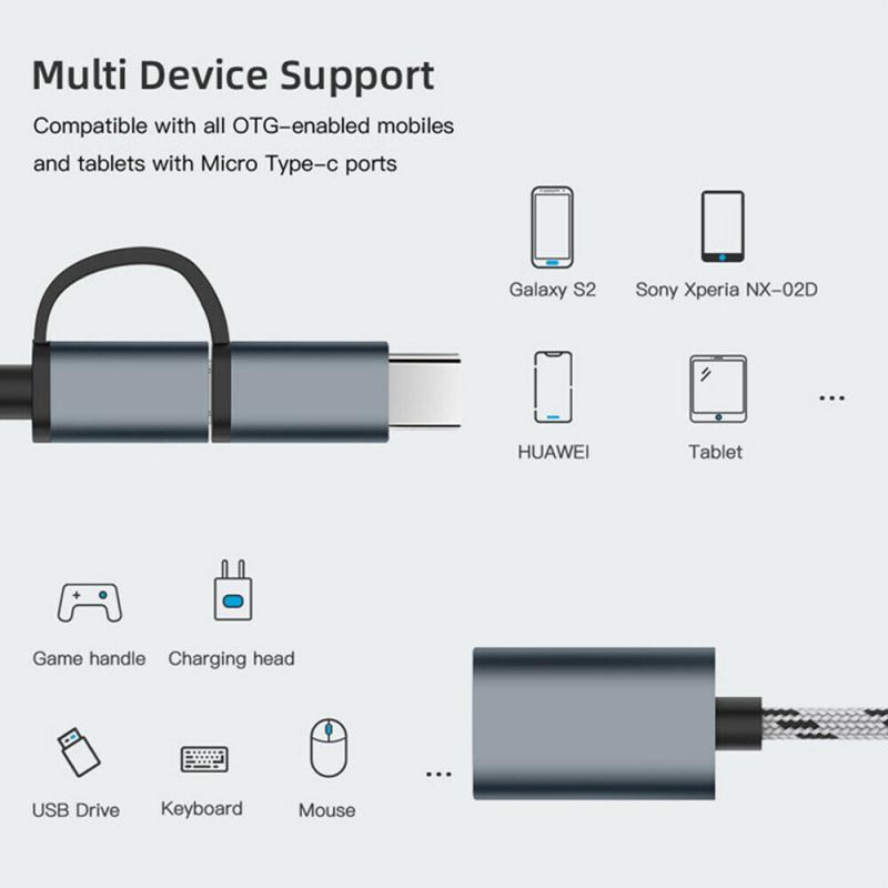 2 In 1 USB 3.0 OTG Adapter Cable Type-C Micro USB To USB 3.0 Interface Converter For Cellphone Charging Cable Line