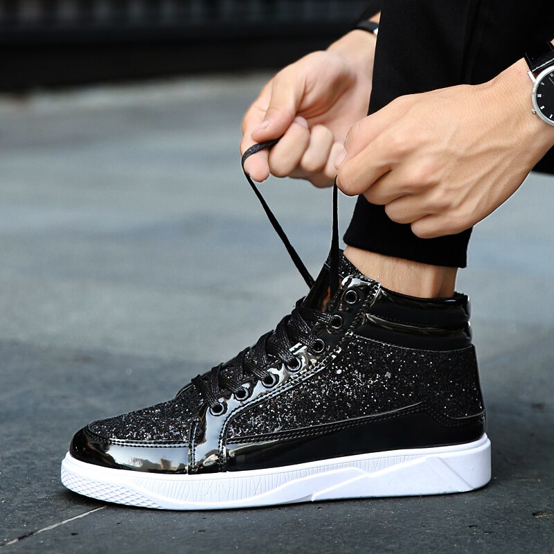 Chaussures de skate haut de gamme hommes Style coréen en plein air hommes chaussures de sport or argent rue Hip Hop Chaussure Homme baskets