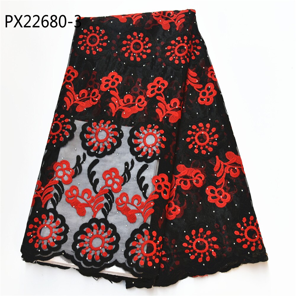 African Black color french net lace with pearls and stones women fabric lace dress: 3
