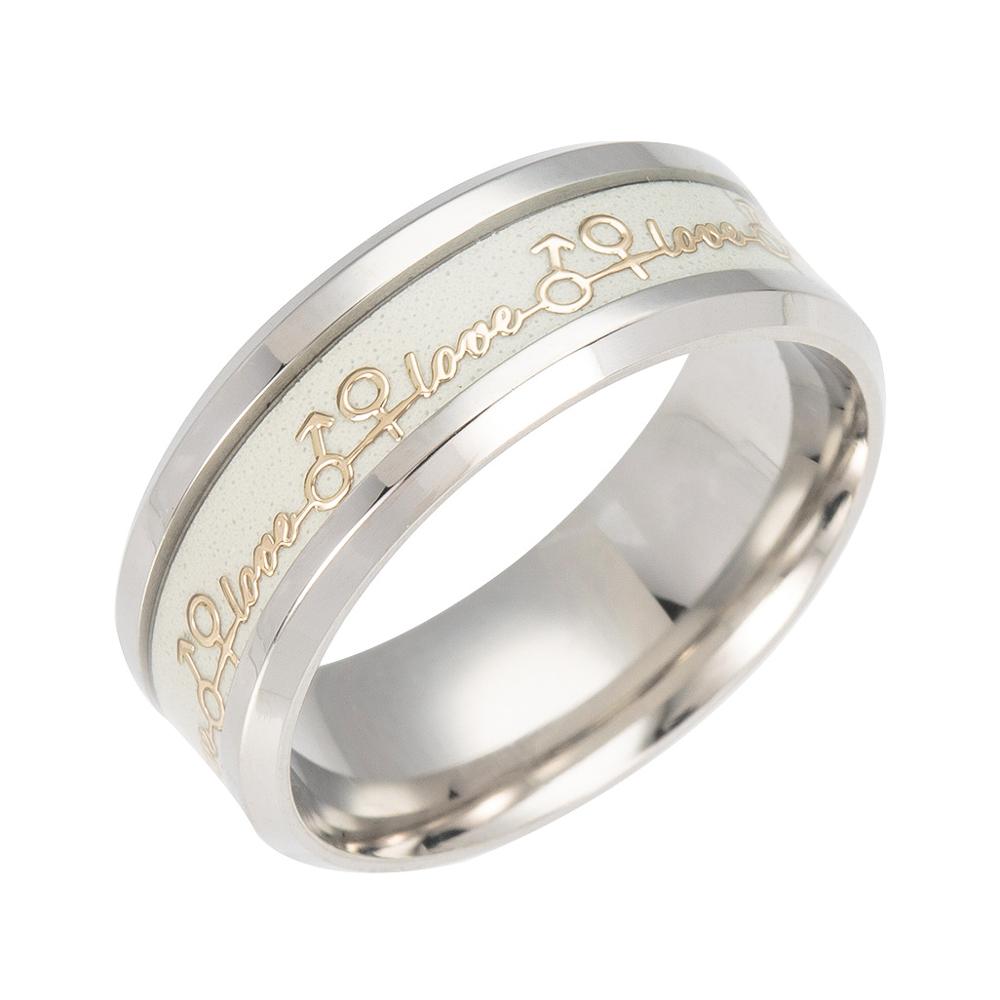 Creatieve Fluorescerende Paar Ringen LIEFDE Titanium Koele Lichtgevende Ringen Glow In The Dark Ringen: 6 / Gold