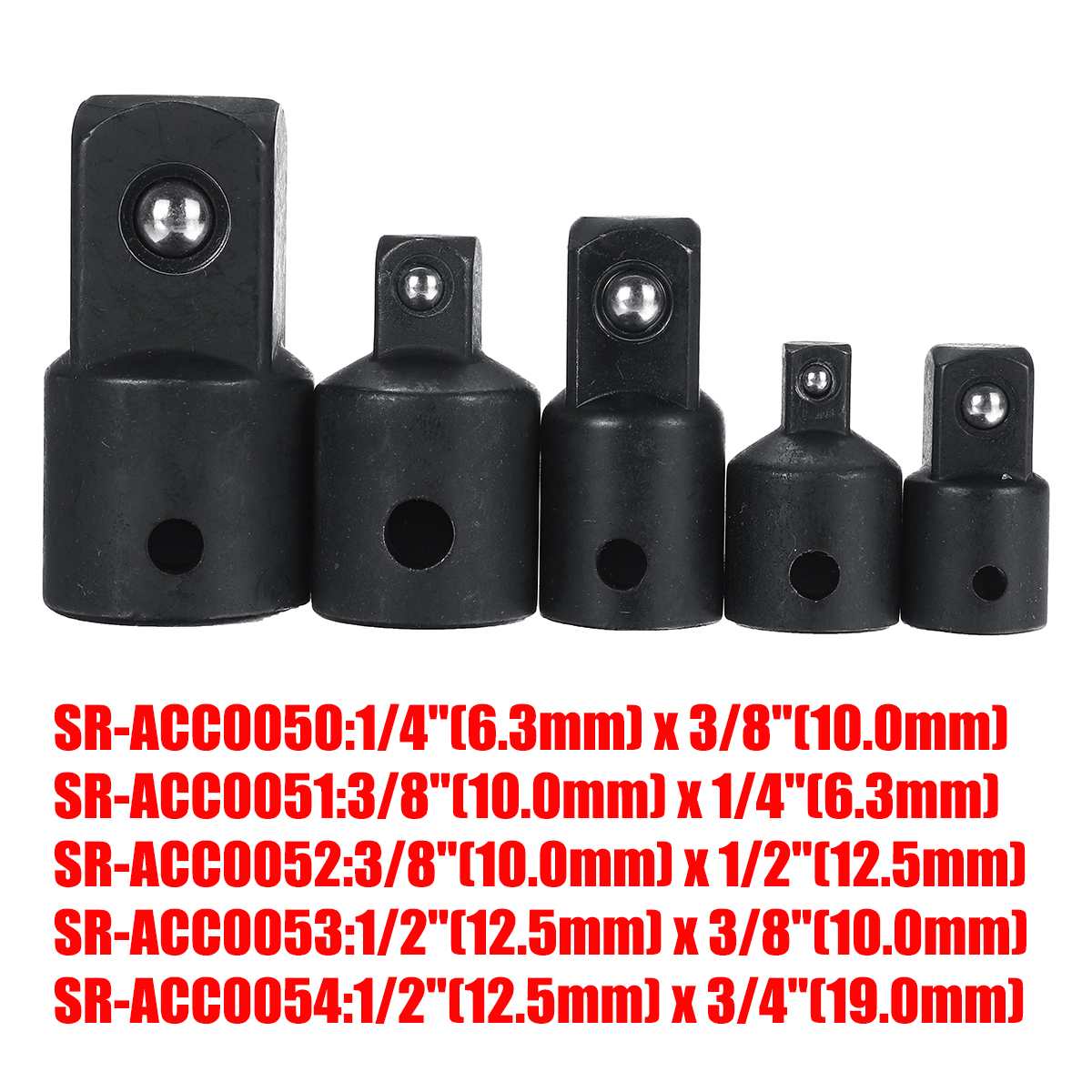 4/5 stk 1/4 3/8 1/2 3/4 slagnøgle topnøgle adapter omformer reducer luftslag håndværker topnøgle adapter håndværktøj sæt: 5 stk