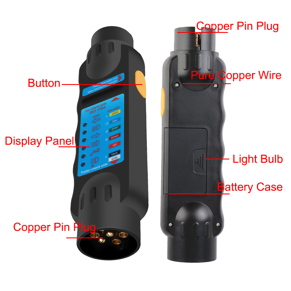Trailer Tester Plug Socket Diagnostic Tools 7 Pin Car Towing Light Tester Caravan Towing Tow Bar Light Wiring Tester 12V