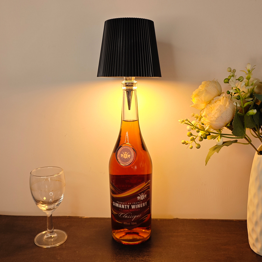 Wireless Touch Table Lamp LED Wine Bottle Light Rechargeable Stepless Dimming Night Lamp for Parties Bars Restaurant Decor