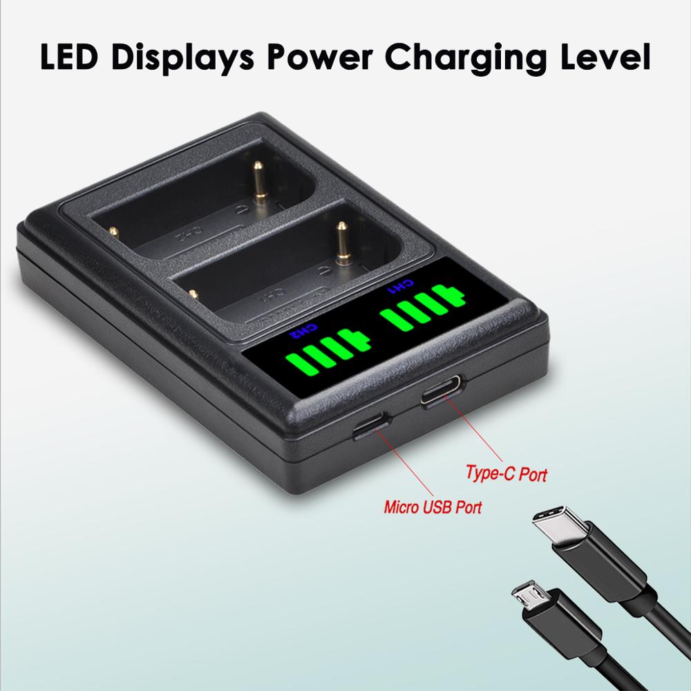 Batmax np -fm500h fm500h batteri+led usb dobbelt oplader med type c port til sony alpha  a58 dslr -a350 a 300/a350/a450/a500/a550