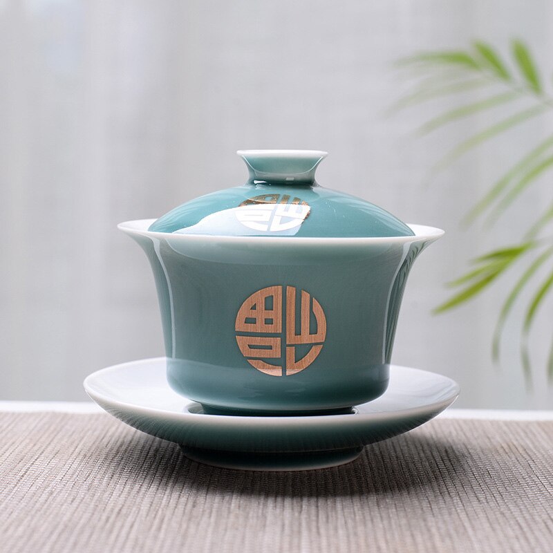 150ml KungFu Tea Set Advanced Obsidian Tea Tureen,Chinese Kung Fu Flower Gaiwan Puer Kettle,Teapot lovers must have: 03