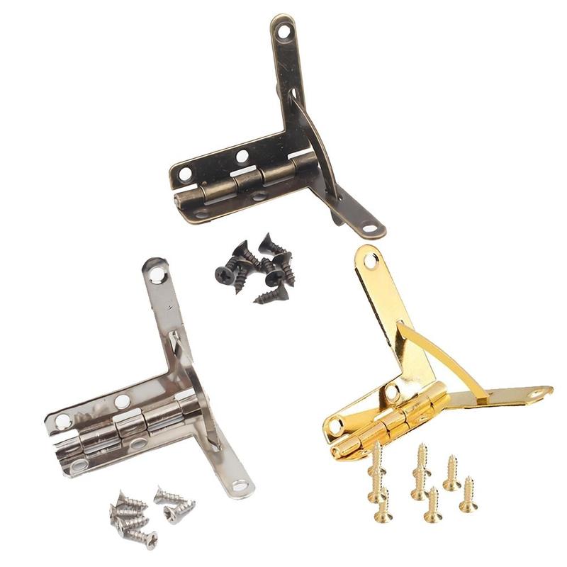 Bisagra de resorte de soporte angular, bisagras de armario de 90 grados de doble orificio para joyas antiguas, 4 Uds.