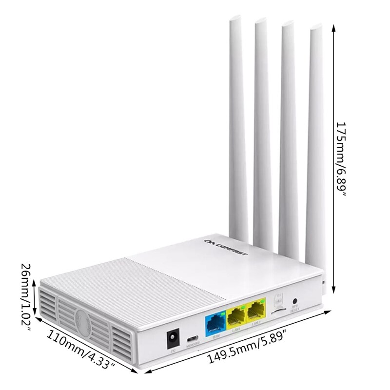 COMFAST E3 4G LTE 2.4GHz WiFi Router 4 Antennas SIM Card WAN LAN Wireless Coverage Network Extender US Plug