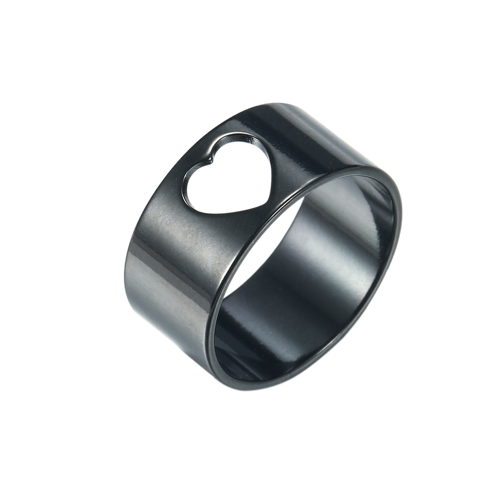 Cooltime kærlighed hjerte ringe til mænd kvinder rustfrit stål par fingerring bryllupsdag 2025 smykker: 8 / Sort