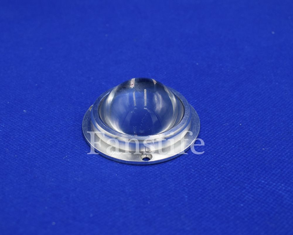 Lentille de projecteur de lentille en verre optique de 44mm avec l'anneau de fixation en aluminium ensemble de 3 pièces lampadaire LED COB lentille optique LED