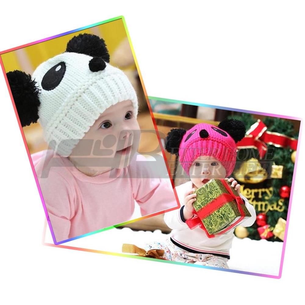 Unikids 1 st färgglada härliga djur panda babyhattar, kepsar barn pojke flicka virkade mössa hattar, panda mössa hatt beani