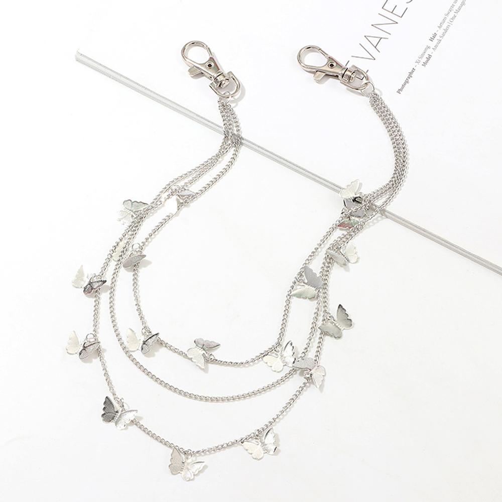 Punk multi-layer vlinder riem taille ketting man vrouw broek ketting haak broek ketting sleutelhanger sieraden