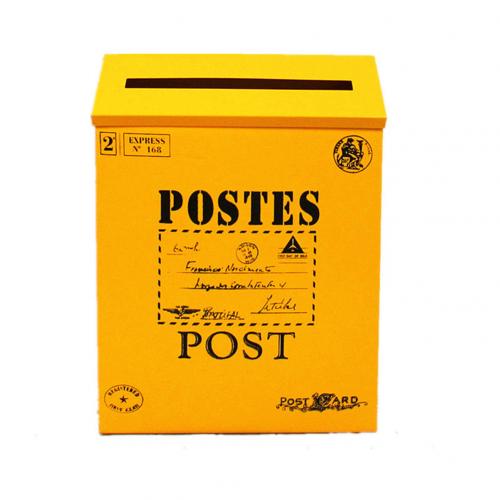 Vintage væghængende jern postkasse post postbreve avisæske vandtæt postkasse låsekasse hjem have oranment indretning: Gul