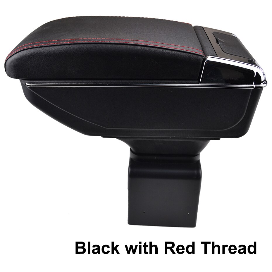 Arm Rest Voor Peugeot 307 Dual Layer Armsteun Center Middenconsole Opbergdoos Bekerhouder Lederen: Red thread