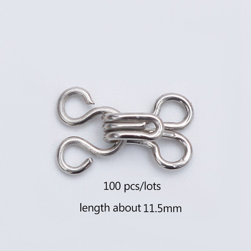 100set Metal collar hook 11.5-17mm Metal Buckle Button for Bra/Dress/Corset/Collar/Bag/Shirt Garment Sewing Accessories