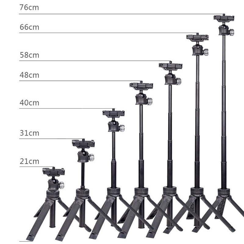 XILETU CB-2-Palo de Selfie 3 en 1, Mini trípode de mesa de 76cm con tornillo de instalación 1/4, soporte de zapata fría para teléfonos inteligentes, cámaras y Gopros