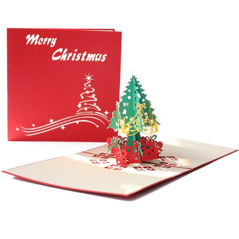 Christmas Stereo Greeting Card 3d Christmas Tree Wish Card Party Invitation Card: B