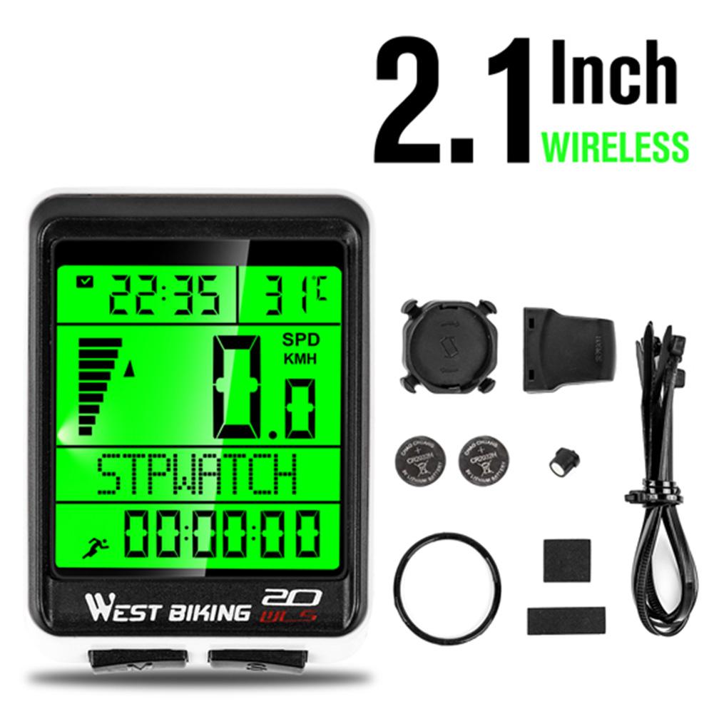 West Biking Bicycle Computer Odometer Wireless MTB Bike 5 Language Cycling Odometer Speedometer Watch LED Digital Rate: Default Title