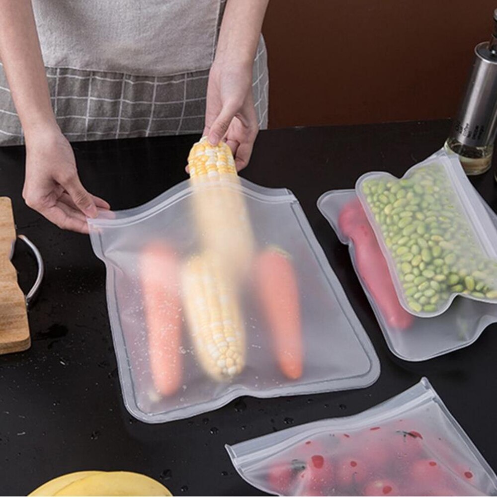 Silicone Food Storage Bag Reusable Stand Up Zip Shut Bag Leakproof Containers Fresh Bag Food Storage Bag Fresh Wrap Ziplock Bag