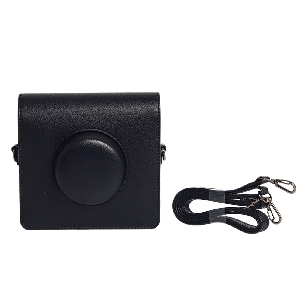 2025 Nowa torba na aparat do aparatu FUJIFILM instax WIDE Evo Pełna torba ochronna na aparat PU Skórzane etui z paskiem na ramię: Black