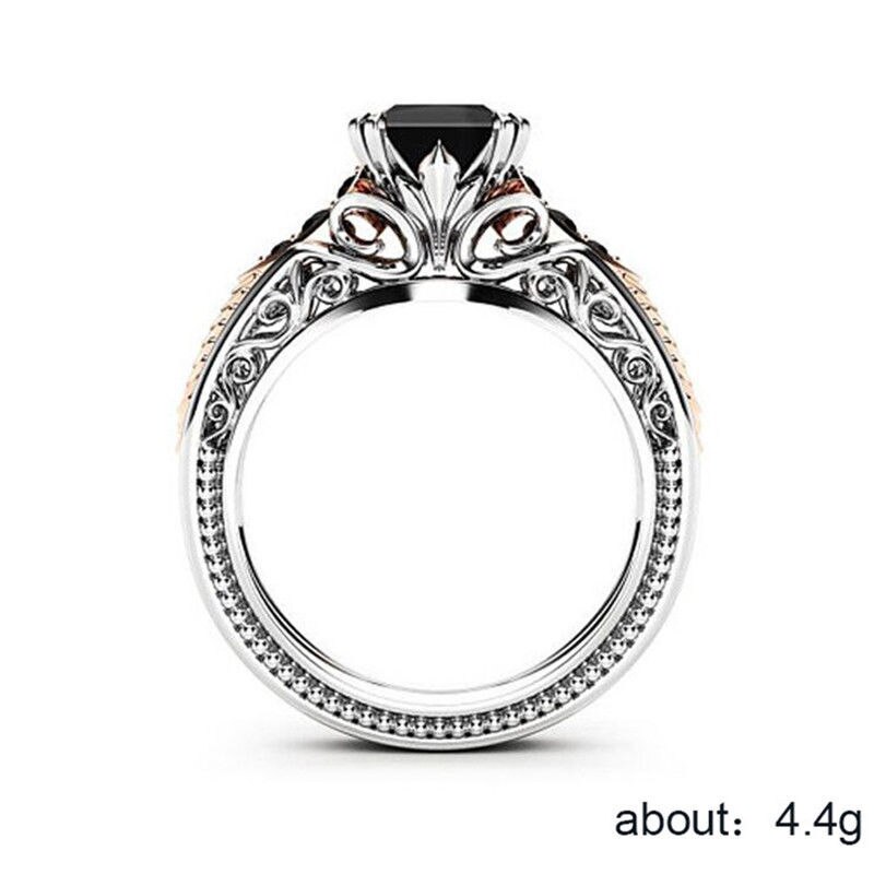 925 sølv 1 karat diamant prinsesse til kvinder anillos bizuteria obsidian topas ædelsten sølv smykker bijoux femme ring anel