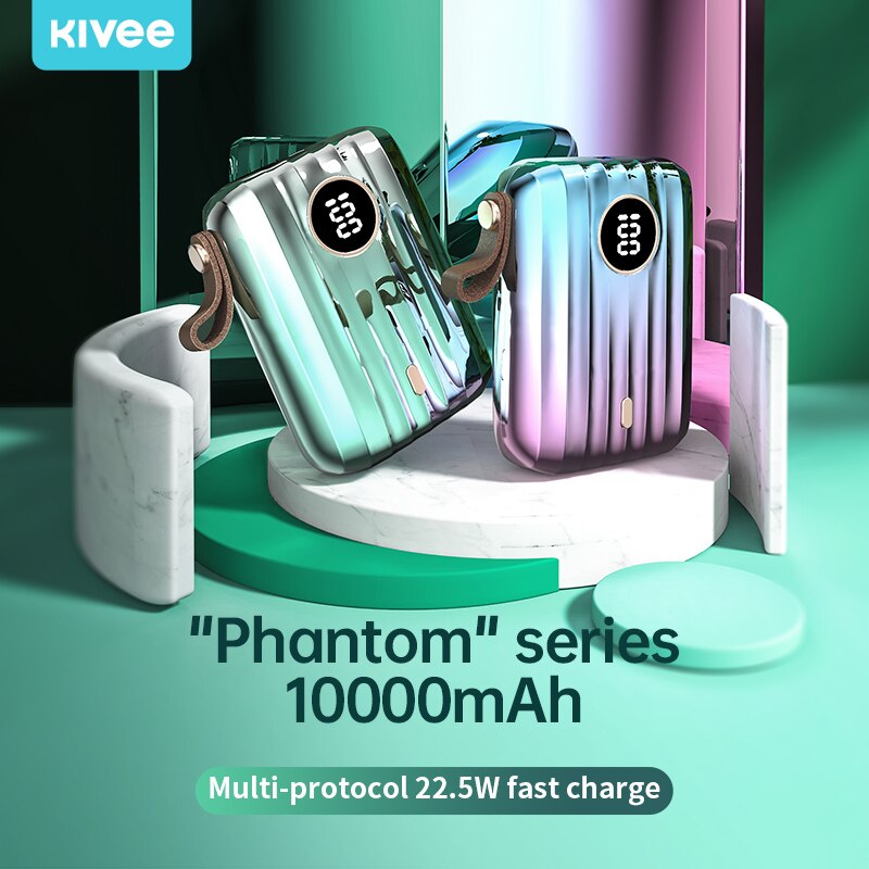 Kivee 22.5W Power Bank Wite Led 10000mAh Portable Fast Charging Powerbank Type C Qucik Charge Poverbank External Battery Charger