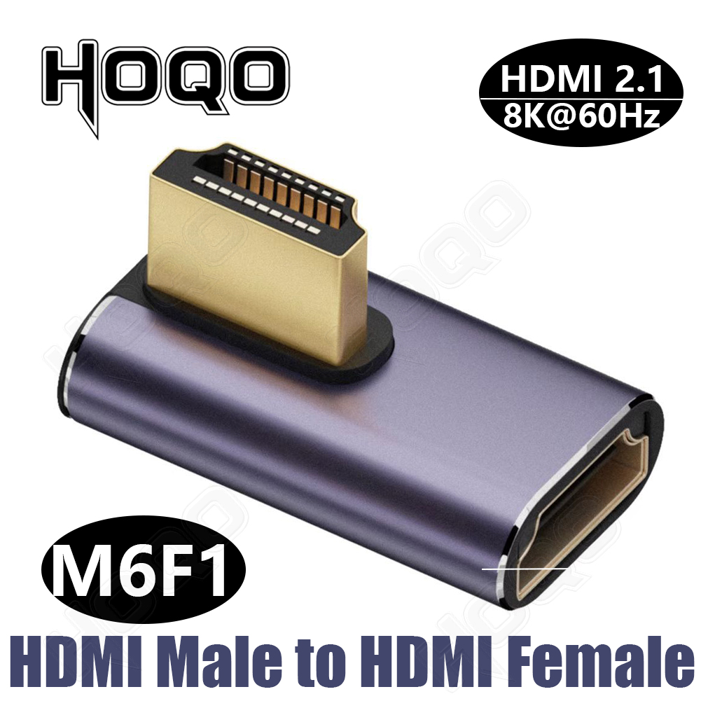 HDMI 90-Grad-Adapter, 8 K, 4 K, 270 Grad, HDMI-Adapter, Stecker auf Stecker/Buchse auf Buchse, nach unten rechts, linker Winkel, Keystone, klein, digital: Brown