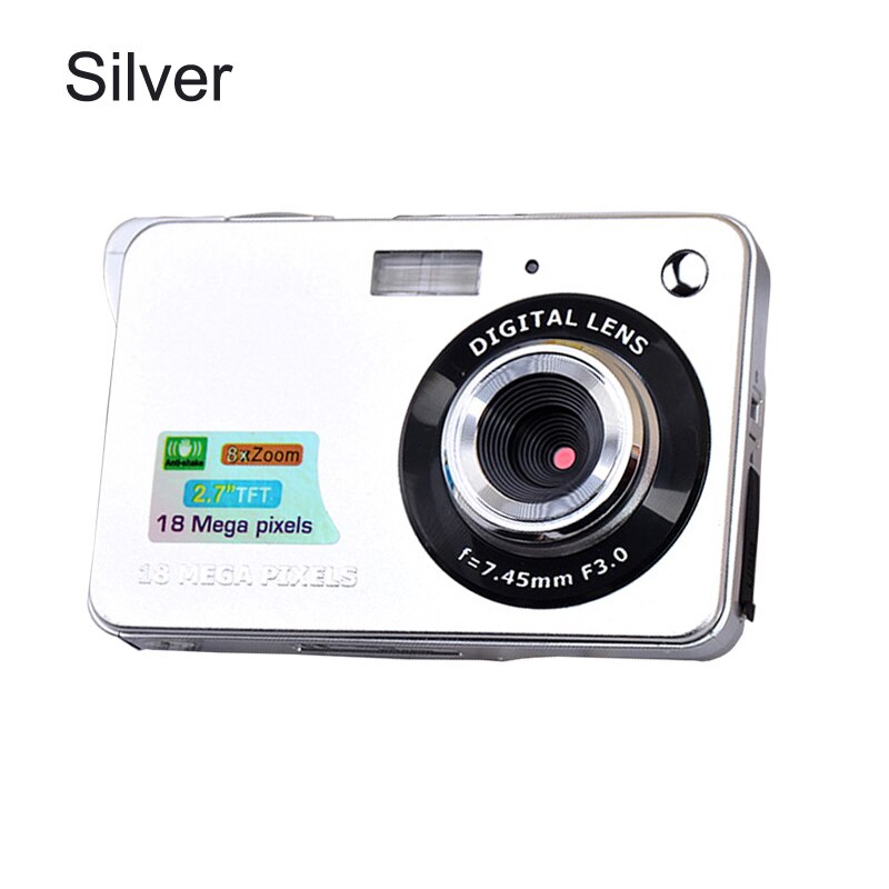 KOMERY Original Digital Camera 2.7 Inch TFT Screen CMOS 5.0MP Anti-shake 8X Digital Zoom 1800w Pixel Video Camera Selfie camera: Silver / standard