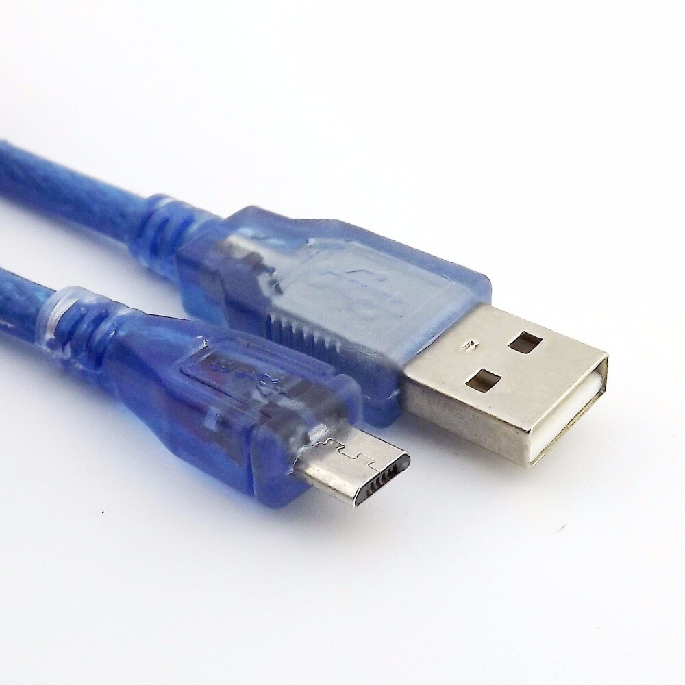 1pcs USB 2.0 Type A Male to USB Micro B 5 Pin Male Plug Adapter Data Cable Blue 1FT