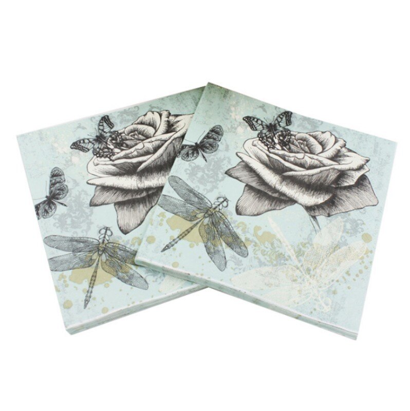 20 sztuk nadruk kwiat papierowe serwetki tkanki na ślub i strona bibuła ozdobna tkanina Decoupage serwetka 33cm * 33cm 1 paczka/partia: A