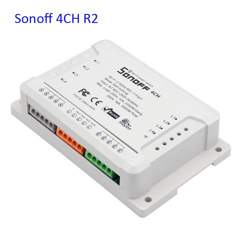 Sonoff 4CH Pro R3 Wireless Switch RF 433MHz RF WiFi Smart Home WiFi Light Switch4 Gang 3 Working Modes Inching Interlock Alexa