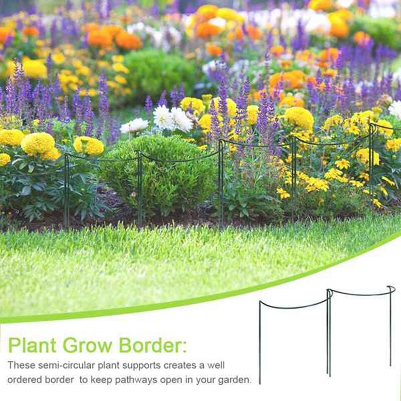 6 Pcs Half Round Garden Plant Support Ring Hoop Metal Plant Stake for Garden Rattan Clematis Planting