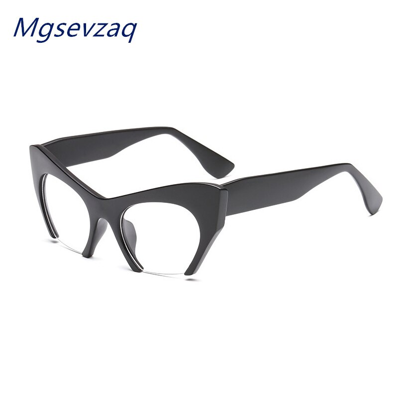 Trendy kvindelige briller halv stel cat eye personlighed klassisk all-match transparent brille stel: C2