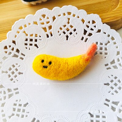 Japanese Sushi wool needlepoint kit wool felt needle felting pendant craft needlecraft DIY handmade: Fried Shrimp