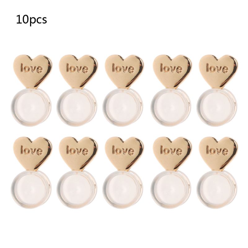 10Pcs Heart Love Magic Earring Lifters Earring Lifts Backs Adjustable Hypoallergenic Earring Nuts Ear Lobe Support