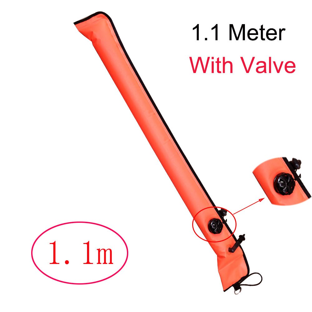 1.1M-1.8M Closed-End Scuba Diving Surface Marker Buoy SMB Drift Diving Ascending Signal Tube Safety Sausage for Wreck Snorkeling: 1.1Orange with Valve