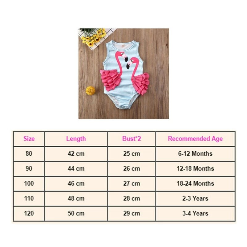 0-4 years Flamingo Kid Baby Girl Bikini Swimwear Bodysuit Sleeveless Print Animal Bathing Suit Swimsuit Beach