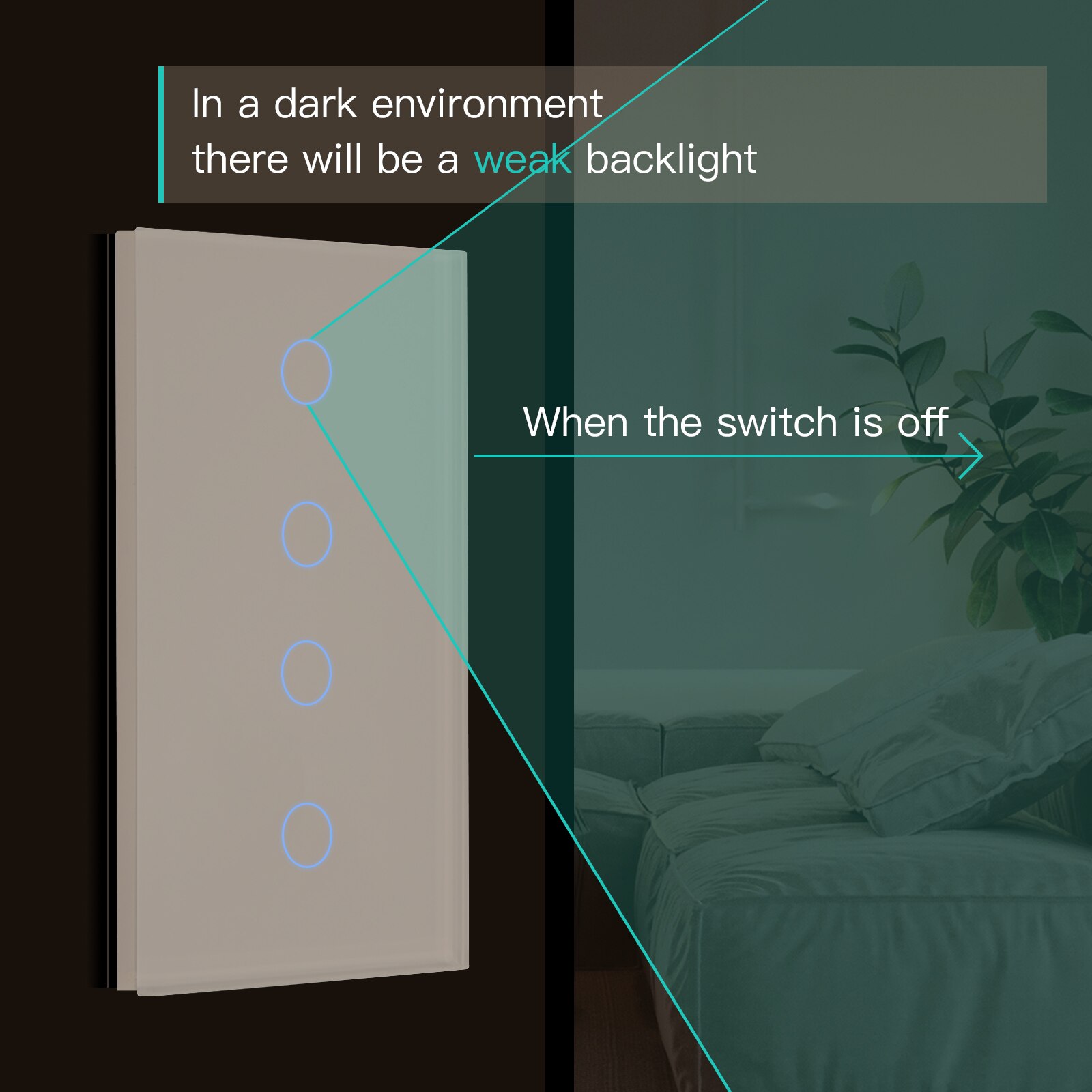 Bseed Mvava 4 Gang Button Touch Switch 157mm Electrical Light Crystal Class Panel Switch White Black Grey Gold Home Improvement