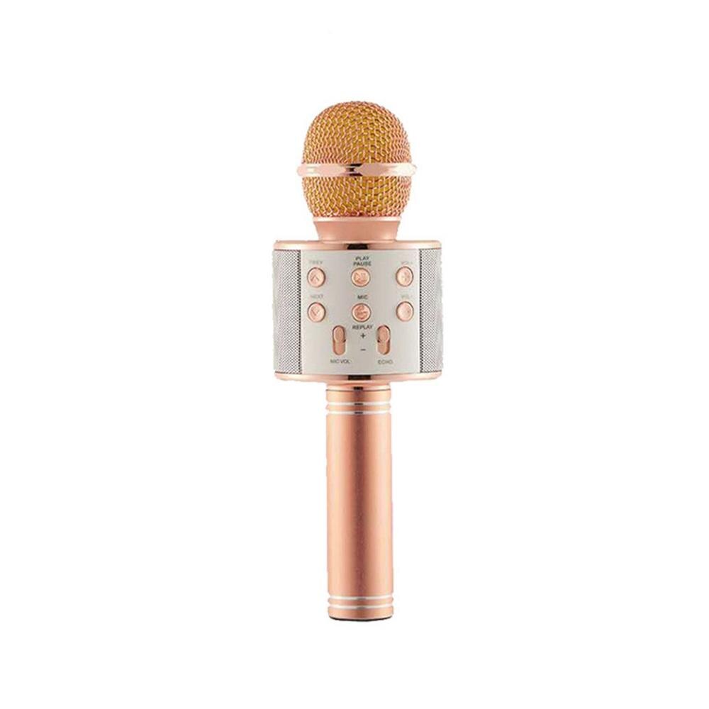 Micrófono de Karaoke nacional portátil, teléfono móvil, Karaoke, micrófono condensador inalámbrico, máquina de Audio: 858 rose gold