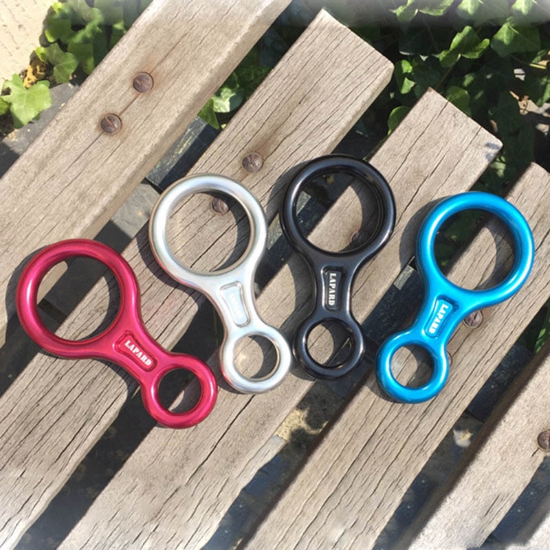 Descenders 35KN Outdoor Climbing 8 Ring Rock Descender Aluminum Magnesium Alloy Portable Slow Descent Abseiling Security Kits: Silver