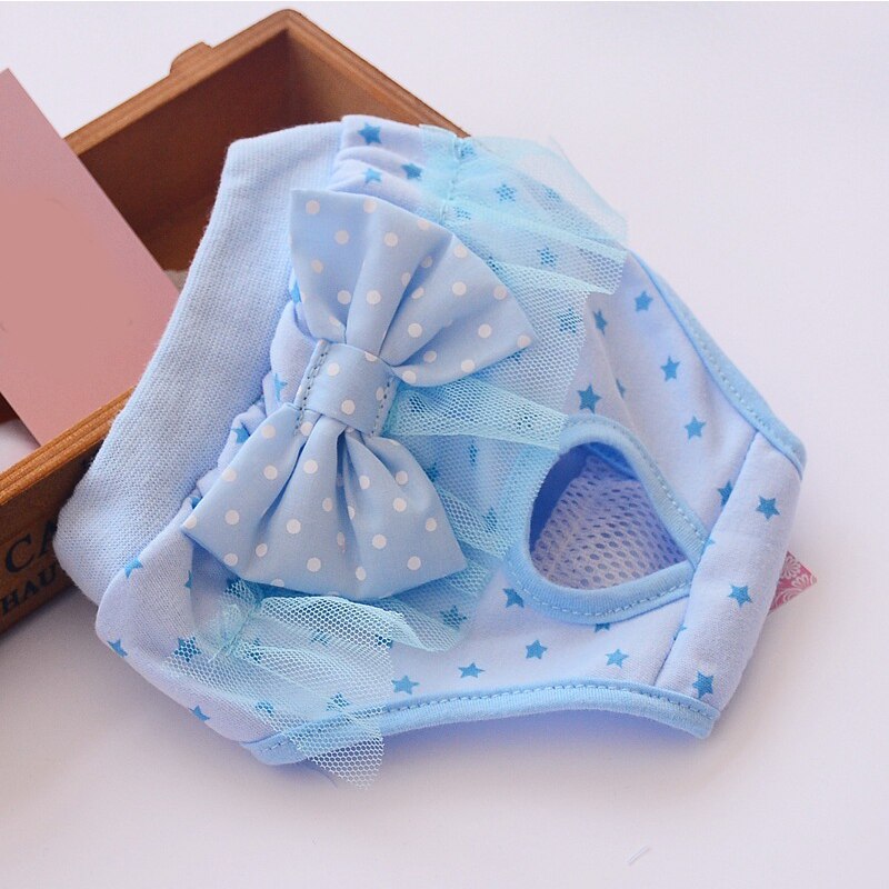 Pet Dog Sanitary Physiological Pants Diaper Washable Female Dog Shorts Anti-harassment Safety Panties Underwear Pet Briefs: Blue / S