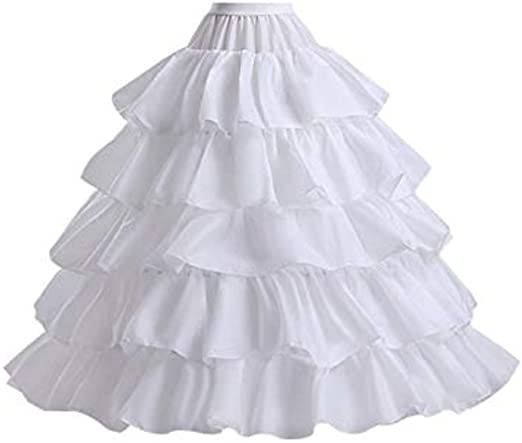 Jupon Crinoline blanc pour femmes, 4 cerceaux pour robe de mariée, 5 couches à volants, robe de bal, demi-jupe glissante blanche: Default Title