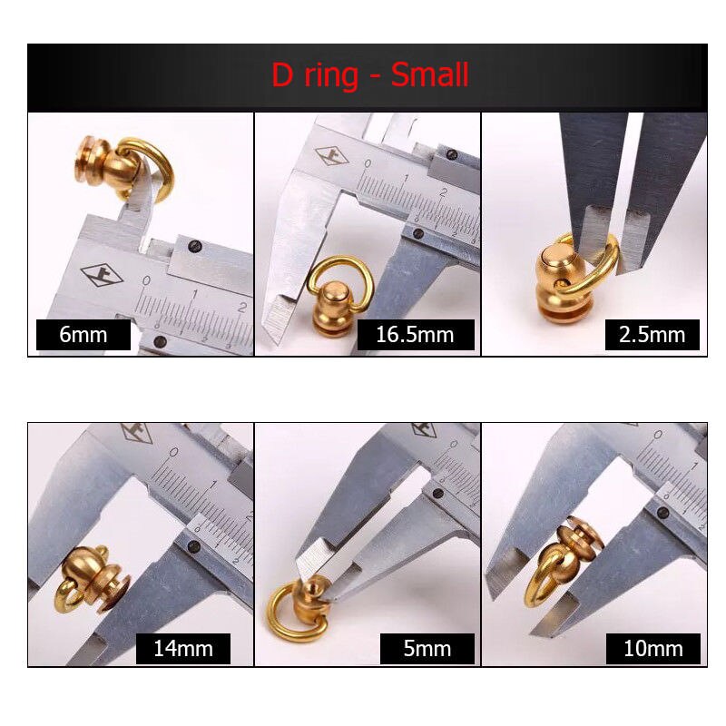 Rivets avec anneau en laiton, goujons de poteau, Rivet avec anneau en D, dos de vis à tête ronde, taches de clou pivotantes à 360 points, artisanat du cuir bricolage-même: D-ring small