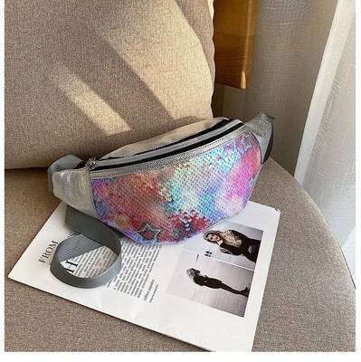 Vrouwen Meisjes Fanny Pack Shiny Sequin Taille Heup Tas Met Verstelbare Riem Vrouwelijke Mode Taille Packs: MULTI
