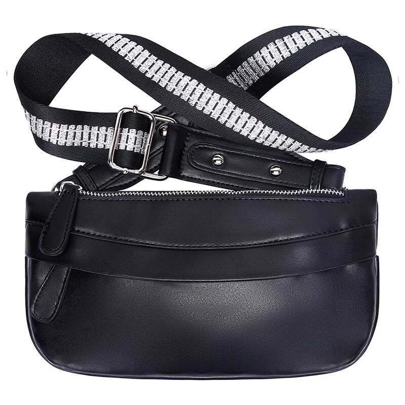 Dames borsttas halfronde crossbody tas dames buitensporten reis schoudertassen brede band webbing handtas: Zwart