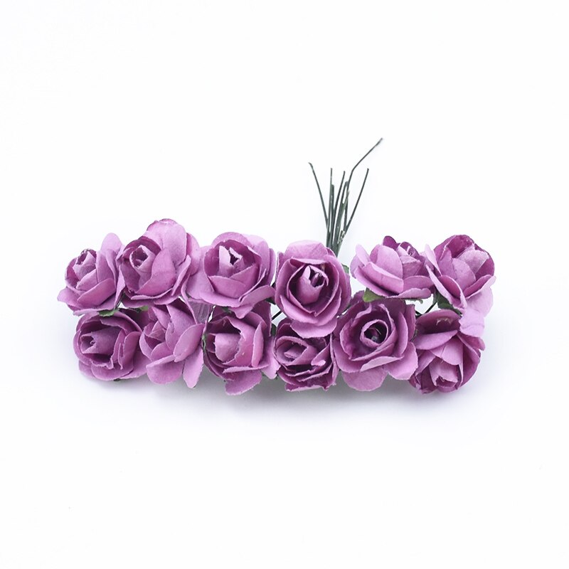 72 stykker mini papir blomster gør-det-selv slik æske bryllup brude tilbehør clearance julekrans billige kunstige blomster: 12