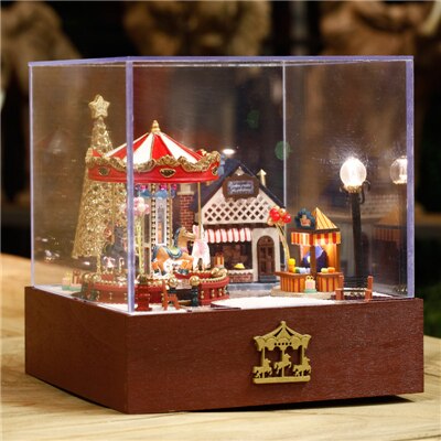 Boîte à musique style carrousel DIY | Boîte à musique en bois pour bonheur et soleil, jouet éducatif fait à la main européen, décoration de la maison, pour enfants: Happiness