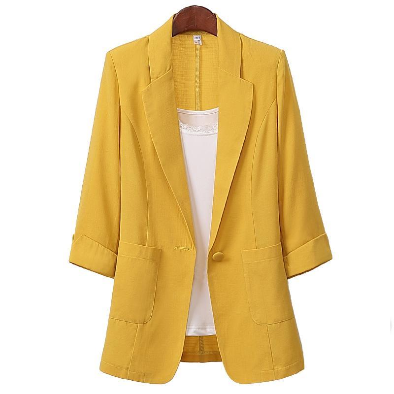 Blazer surdimensionné en coton et lin pour femmes, manteau de bureau décontracté, costume ample, vêtements d'extérieur, grande taille 4XL F04, été