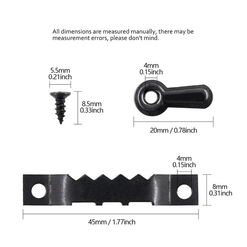 Foto Hangers Kit,80Pcs Zaagtand Fotolijst Opknoping Hangers En 80Pcs Turn Knop Met Schroeven, voor Thuis Decoratie