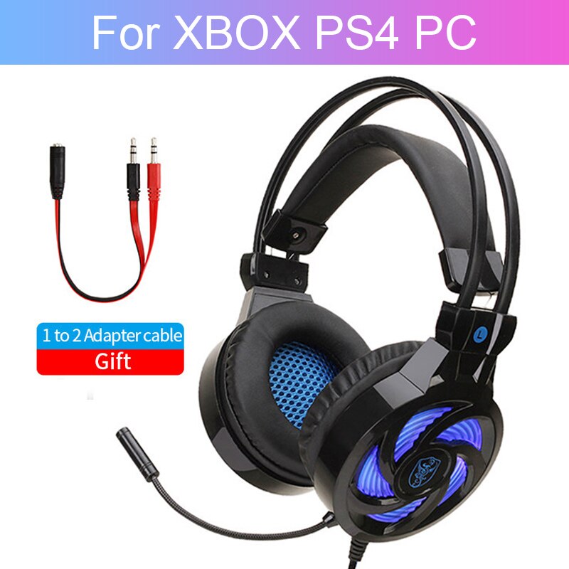 Til  ps4 pc gaming headset computer gamer kablede hovedtelefoner med mikrofon led bas hjelm musik bas børn høretelefon telefon bærbar