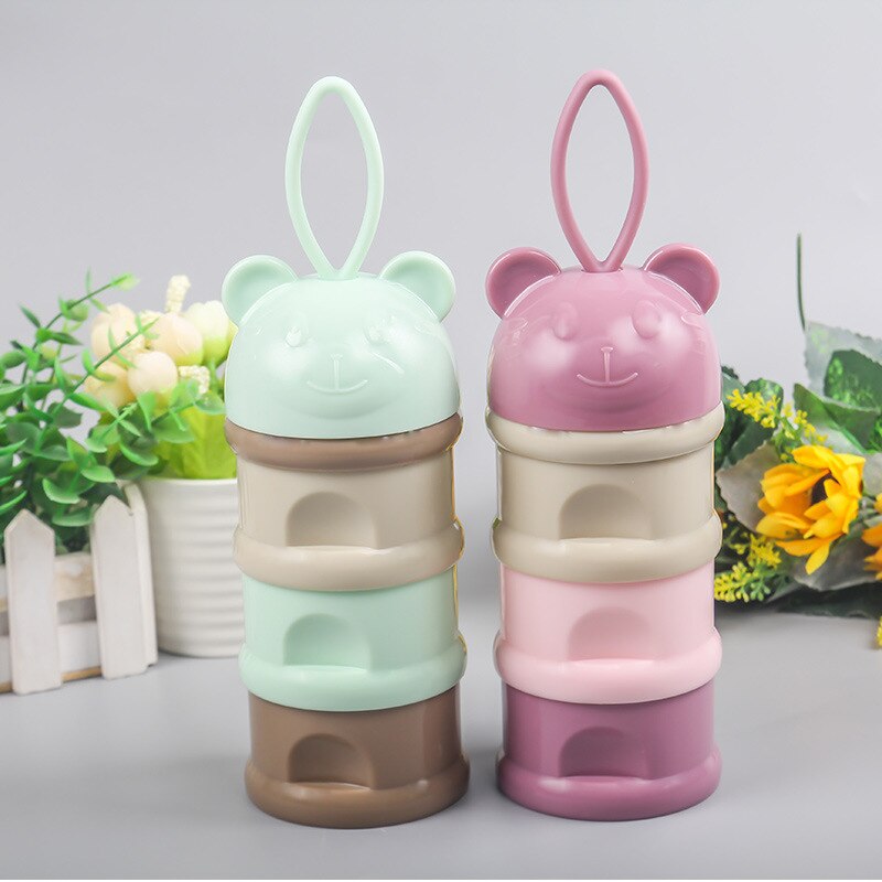 3 layer Portable Baby Food Storage Box Essential Cereal Cartoon Bear style Milk Powder Boxes Toddle Kids Formula Milk Container